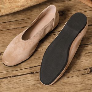 Mocassins plats pour femmes en cuir de suède d'agneau et cuir de porc, chaussures de bureau formelles, faible MOQ, personnalisation du logo, fabrication sur mesure - Product Image 5