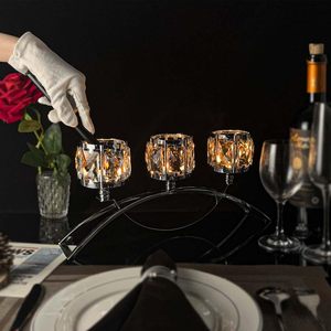 Porte-bougie en <span class=keywords><strong>verre</strong></span> et métal à 3 bras en forme <span class=keywords><strong>d</strong></span>'arche pour mariage, salle à manger, <span class=keywords><strong>d</strong></span>écoration de la maison, cadeau - Product Image 4