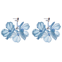 Pendientes Largos de Tela con Flores Estilo Boho, Pendientes Colgantes Florales de Chifón para Mujer, Joyería para Vacaciones de Verano en la Playa