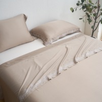 Ensemble de draps en fibre de bambou sur mesure pour hôtel, style campagnard européen, literie trois pièces, draps blancs brodés, taille King/Queen, pour la maison