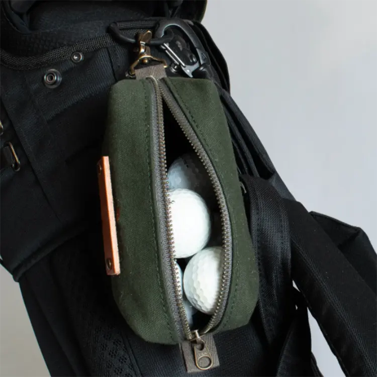 कस्टम पोर्टेबल गोल्फ अभ्यास कमर गेंद पाउच बैग हरे कैनवास गोल्फ की गेंद बैग धारक