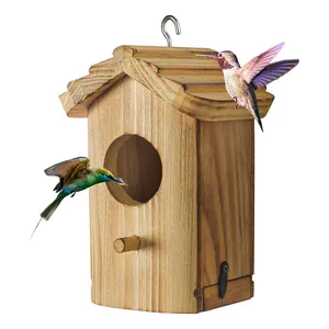 Maison suspendue extérieure pour colibris avec poteau pour maisons d'oiseaux en bois Bluebird pour l'extérieur