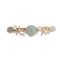 Pince à cheveux populaire en alliage, motif coquillage, étoile de mer et perle, avec franges, accessoires pour cheveux