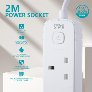 WINNING STAR ST-1083 - Regleta de alimentación de escritorio tipo UK de 2 m, 10 A, 2500 W de corriente nominal, 3 tomas de CA - Product Image 3