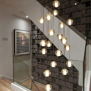 Pendentif boule de verre cristal LED Meteor Rain <span class=keywords><strong>Plafonnier</strong></span> Meteoric Shower Stair Bar Droplight Chandelier pour l'éclairage de la maison et du bureau - Product Image 5