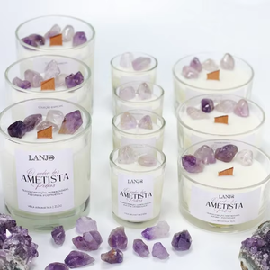 Velas Aromáticas de Cera de Soja en Frascos de Vidrio LANJO, con Cristales y Piedras Naturales, Hechas a Mano, Larga Duración, sin Llama, para el Día del Padre y Acción de Gracias - Product Image 6
