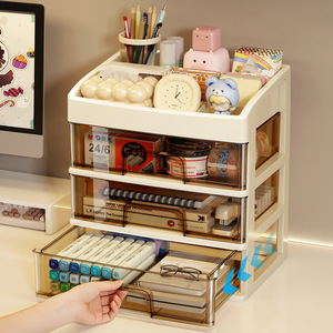 Drawer Style Desktop Storage <b>Box</b> With Transparent Drawers For Office Desk Organization Stationery And Cosmetics Organizer - Product Image 1