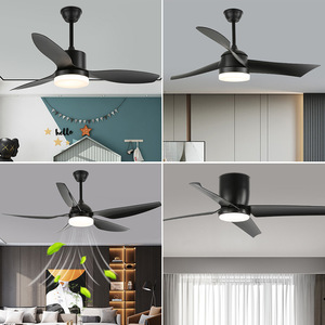 Ventilateur de plafond moderne minimaliste américain avec éclairage LED, moteur DC, télécommande, profil bas, 5 vitesses, silencieux, pour hôtel, club, lustre, salon - Product Image 5