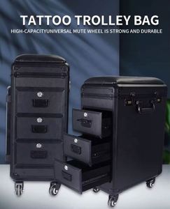 Caja de tatuaje de barra de dibujo de alta capacidad, soporte de <span class=keywords><strong>brazo</strong></span> capaz de doble propósito, Maleta portátil, bolsa de carrito de tatuaje, herramientas de artista, almacenamiento Cas - Product Image 5