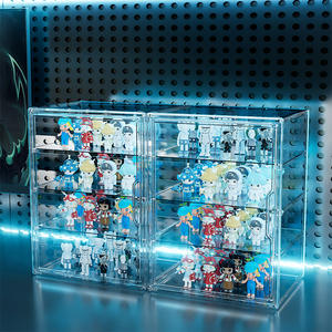 Vitrina de acrílico para figuras, caja de almacenamiento transparente a prueba de polvo de 18L para juguetes Gundam Lego, estante de exhibición de coleccionables con luz Led - Product Image 5
