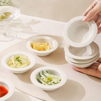Assiette jetable moderne en céramique blanche pure pour la maison Hot Pot Dumpling Assaisonnement Plat de soja Chapeau de paille Snack Assiette-pour les hôtels