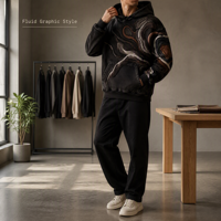 Sweat à capuche noir Original Espresso Relief texturé abstrait streetwear pour le printemps, vente en gros ODM, 100% polyester respirant