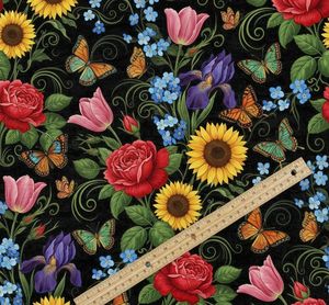Tissu d'ameublement imprimé floral et papillons au mètre, élégant textile de jardin botanique pour canapé, chaise et coussin - Product Image 4