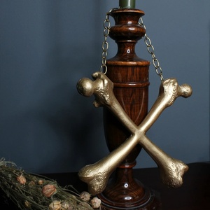 Decoración de Pared de Huesos Cruzados de Resina, Adorno de <span class=keywords><strong>Casa</strong></span> Embrujada, Escultura de Huesos con Cadena Vintage, Arte de Pared para Interiores, Adorno Festivo - Product Image 3