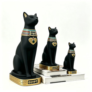 Top Rhyme Egyptian Cat Figurine Set 3 Sizes Artistic Home Decor Living Room Entryway Gift - Product Image 2