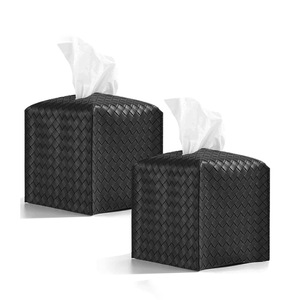 New cross-border leather woven <b>tissue</b> bag, simple <b>tissue</b> box for home use in living room and bathroom, Nordic style, - Product Image 1