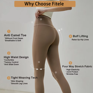 Celana olahraga <span class=keywords><strong>Yoga</strong></span> wanita, Legging atletik Gym nilon lembut bentuk V Logo kustom dengan angkat pantat - Product Image 5