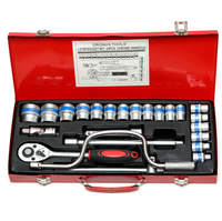 Ensemble de prises à main, DR 1/2 ", 24 pièces, en acier au Chrome, vandium, outils manuels ménagers