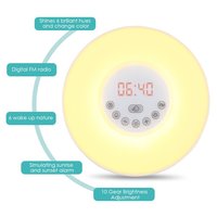 Lever du soleil réveil lumière de réveil simulateur d'aube couleur veilleuse bruit blanc son Radio FM pour les gros dormeurs lumière de réveil