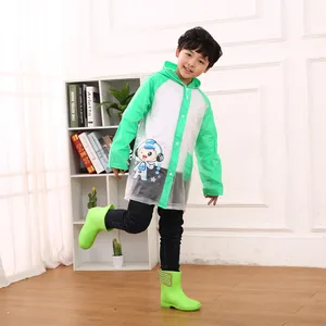 fashionable kids raincoat green hooded girls raincoats