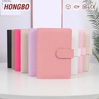 Classeur de budget Hongbo à anneaux dorés en cuir galet A6 de 43 couleurs personnalisées pour tampons/inserts quotidiens/hebdomadaires/mensuels