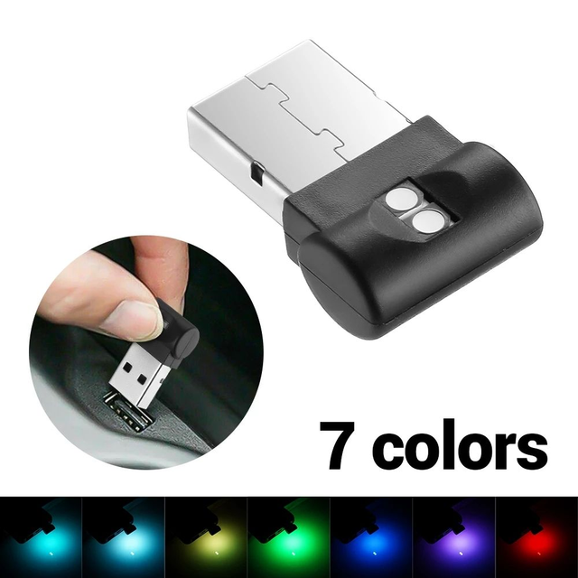 7 Colors Mini LED Car Light USB Auto Atmosphere Neon Light Plug and Play Decoration Ambient Lamp Car Interior Lights Car-styling