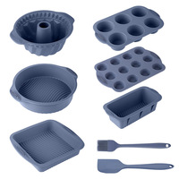 Ensemble de moules à gâteau en silicone, 8 pièces, qualité alimentaire, résistant à la chaleur, réutilisable, antiadhésif, outils de cuisson pour la cuisine et la boulangerie