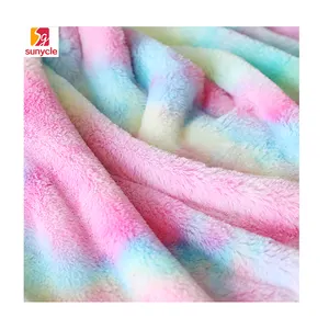 Personalizado Pesado Tie Dye Impresso Pv Velo Sintético Coelho Faux Fur Poliéster Tecido