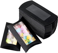Boîte d'oreiller en carton noir personnalisée avec fenêtre en PVC transparent boîte d'emballage de bonbons cadeaux de mariage