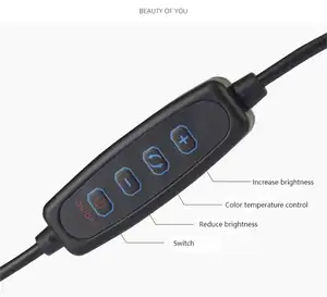 라이브 뷰티 라운드 LED 휴대용 필 라이트 휴대 전화 용 개폐식 브래킷 포함 소프트 조절 섀도우리스 램프 라이브 스탠드