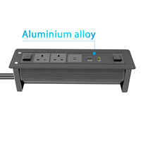 Prise de table motorisée électrique rotative personnalisée avec plusieurs ports USB-C/USB-A 65W et prise réseau dissimulée (alliage d'aluminium 2)