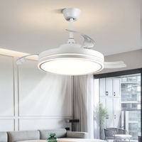 Lámpara de Techo Retráctil de Estilo Europeo, Ventilador de Techo LED Moderno con Control Remoto y Luz Decorativa