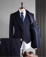 Costume d'été formel pour hommes Gary, ensemble veste, gilet et pantalon, costume de mariage pas cher, smoking noir pour marié