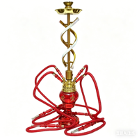 Chicha de luxe arabe en alliage d'aluminium avec lumières LED télécommandées, design miroir à 4 tuyaux, ensemble de chicha écologique et durable pour boîte de nuit
