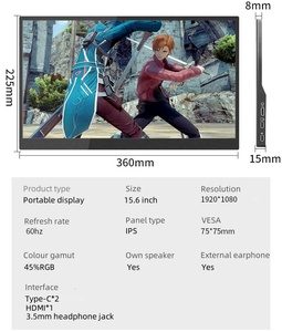 Hot bán 15.6 inch Xách Tay USB C Màn hình cảm ứng LCD hiển thị cho máy tính xách tay Mac ps5 chuyển đổi điện thoại-new 1080p du lịch bên ngoài thứ hai - Product Image 5