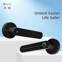 Serrure Intelligente Bluelock TTlock à Poignée Connectée, Contrôlée par Application, Empreinte Digitale, Mot de Passe, Carte, Clé, en Alliage d'Aluminium, pour Bois, Stockage Cloud, SDK Domestique