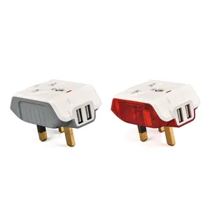 3 pin travel universal dual usb ports adapter multi plug