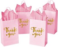 Bolsas de Regalo de Papel con Asas, Color Rosa y Dorado, con Diseño de Papel de Aluminio, para el Día de la Madre, Bodas, Baby Shower, Cumpleaños