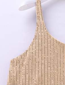 AGYMNX Femme <span class=keywords><strong>Robe</strong></span> Sexy En Tissu Brillant Avec Paillettes Col Halter En V Et Dos <span class=keywords><strong>Nu</strong></span> Tenues De Soirée Pour Club Festivals Et - Product Image 5