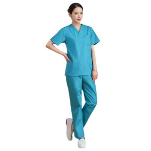 Setelan seragam perawat wanita kain lembut 35% katun set Scrub dokter rumah sakit yang dapat dicuci - Product Image 2