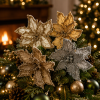Fleurs artificielles en polyester pour décorations de Noël – Couleurs et tailles personnalisées pour extérieur, maison, centre commercial, fêtes et festivals