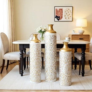 ชุดตกแต่งบ้านสไตล์โมเดิร์น 3 ชิ้น แจกันโลหะเคลือบสีขาวรูปทรงหยดน้ำ ขนาดใหญ่ วางพื้น ดีไซน์หรูหรา ทันสมัย - Product Image 6