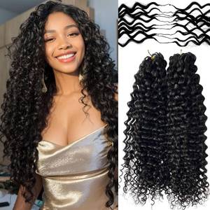 Extensions de cheveux humains 100% au crochet, effet plume, ondulations aquatiques, bouclées birmanes, bouclées crépues, tresses au crochet sans nœuds, vente en gros - Product Image 1