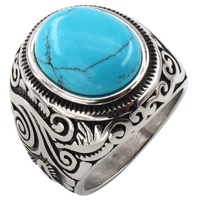 Usine Vente Chaude En Acier Inoxydable Hommes Anneau Européen Et Américain De Mode Punk Style Gem turquoise Anneau