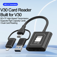Lecteur de carte USB 3.0 haute vitesse V30 pour cartes TF/SD, interface USB Type-C, utilisation externe pour téléphones et ordinateurs portables