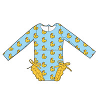Traje de Baño de Una Pieza para Niña Yiying, Traje de Baño de Manga Larga con Volantes, Estampado Personalizado, Bikini, Ropa de Playa