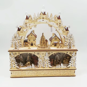 דיקט לייזר לחתוך אור עד חג המולד סצנה עם כפר חג המולד סצנת LED אור - Product Image 3