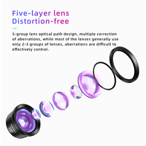 Giãi 5 Trong 1 Cao Cấp Điện Thoại Di Động Thông Minh Ống Kính Kit Góc Rộng Telephoto Fisheye Macro Với Chất Lượng Cao Ống Kính Máy Ảnh - Product Image 4