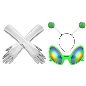 Conjunto de guantes y gafas de disfraz de alienígena con diadema con purpurina para cosplay de Halloween de 8 a 13 años - Product Image 2