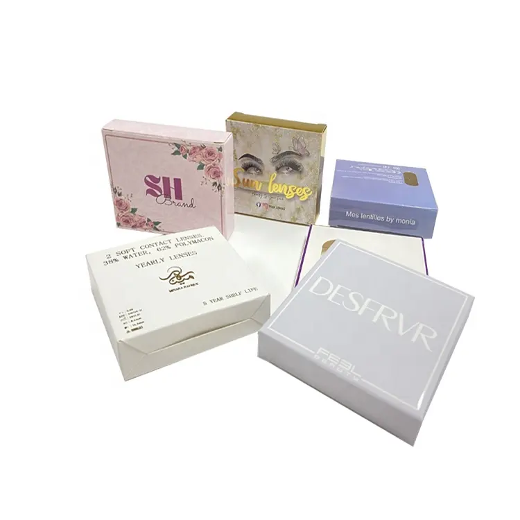 Роскошные коробки свободного размера для косметических цветных мягких контактных линз, упаковочная коробка с индивидуальным дизайном